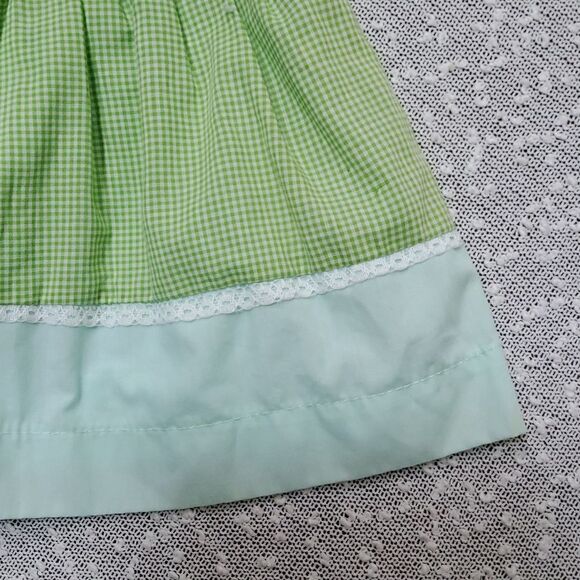 VINTAGE Bette's Girls Green Gingham Flower Collared Dress 2T - Picture 5 of 7